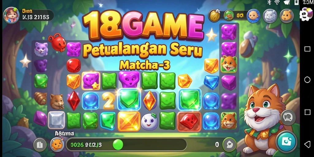 Tampilan menarik dari gameplay 182GAME Match-3 yang mengasyikkan.