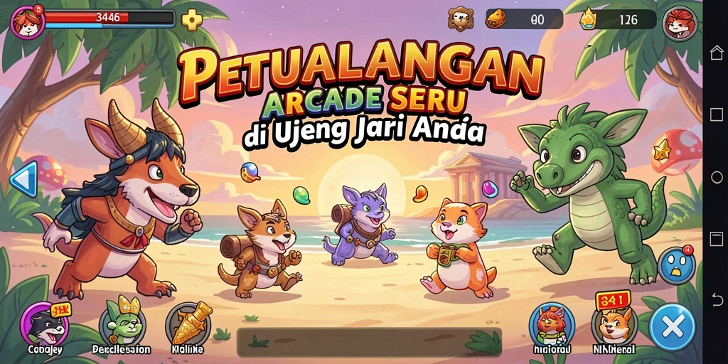 Tampilan gameplay menarik dari 3446 di layar smartphone.