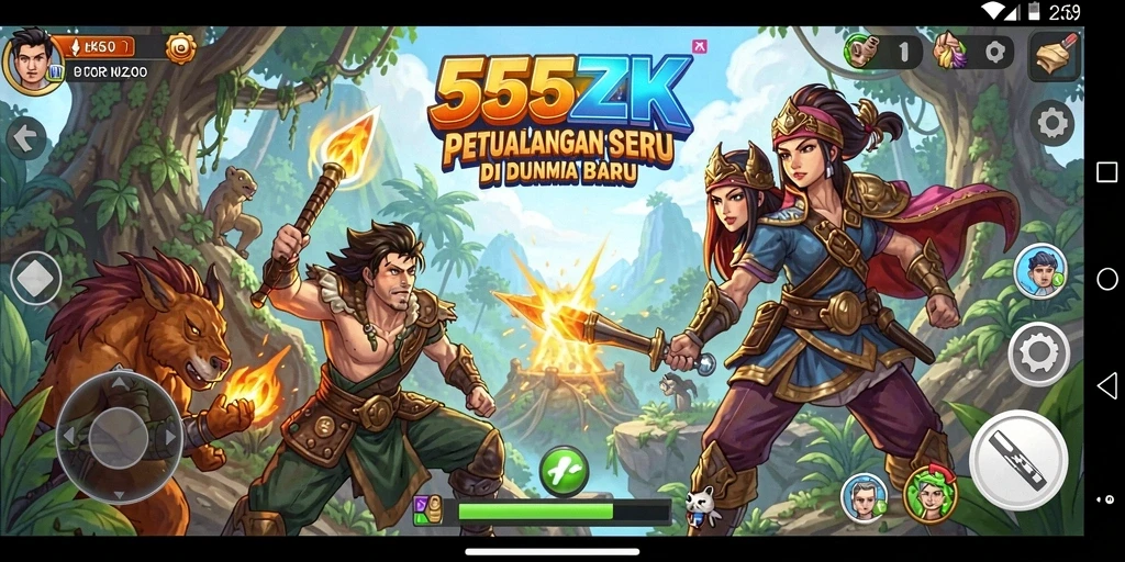 Screenshot gameplay <strong>555ZK</strong> yang menunjukkan petualangan seru di dunia baru.