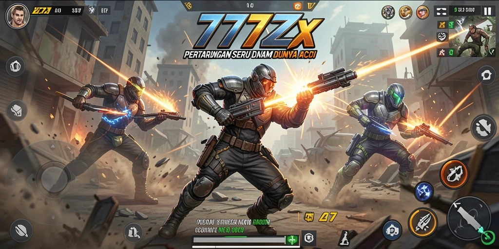 Tampilan gameplay seru dengan aksi mendebarkan dalam 777ZX.