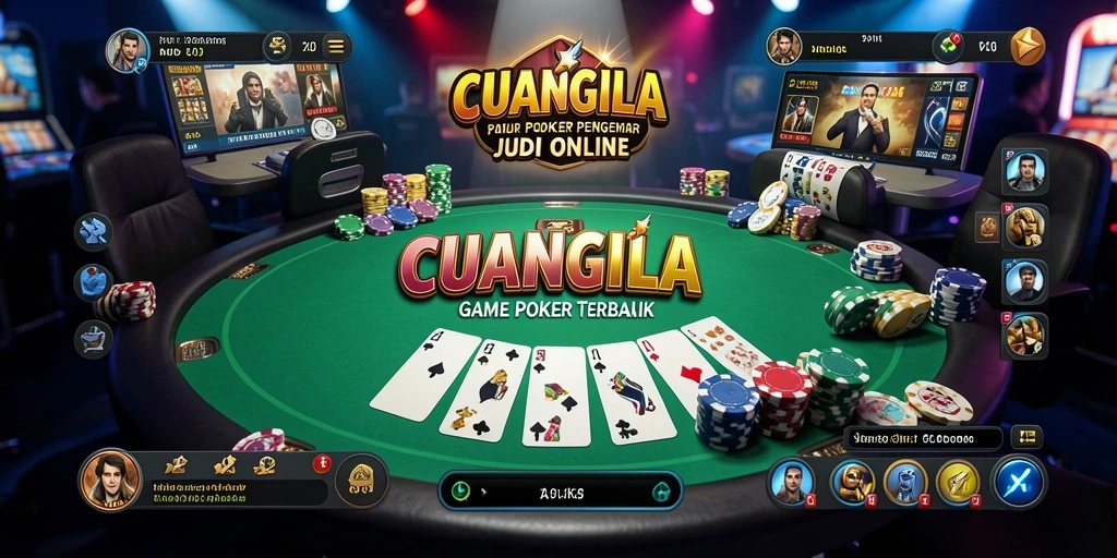 Screenshot gameplay <strong>CUANGILA</strong> menampilkan suasana meja Poker yang mendebarkan.
