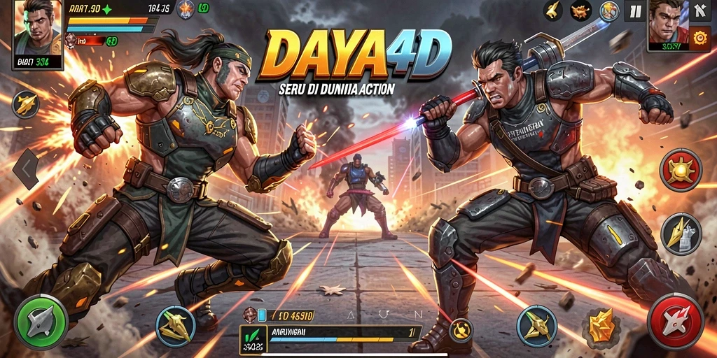 Gameplay seru dalam pertarungan Action DAYA4D.