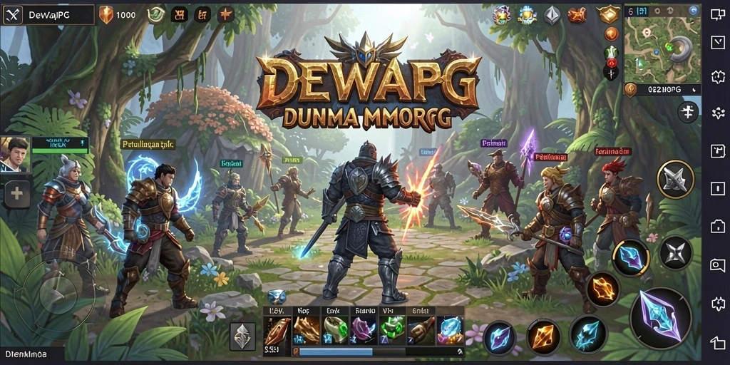 Gameplay DEWAPG menampilkan pertarungan seru dalam dunia fantasi.