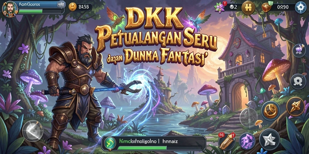 Tampilan gameplay DKK dengan karakter menjelajahi dunia fantasi.