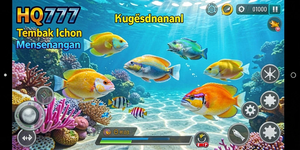 Screenshot menampilkan aksi seru menembak ikan dalam HQ777.