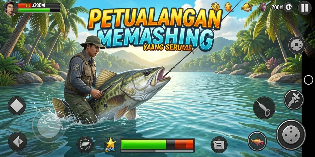 Tangkapan ikan yang menakjubkan dalam gameplay J200M.
