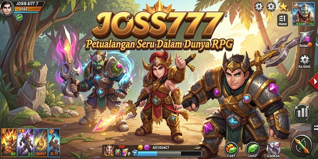 Screenshot utama JOSS777 menunjukkan karakter beraksi dalam pertempuran epik di dunia RPG.