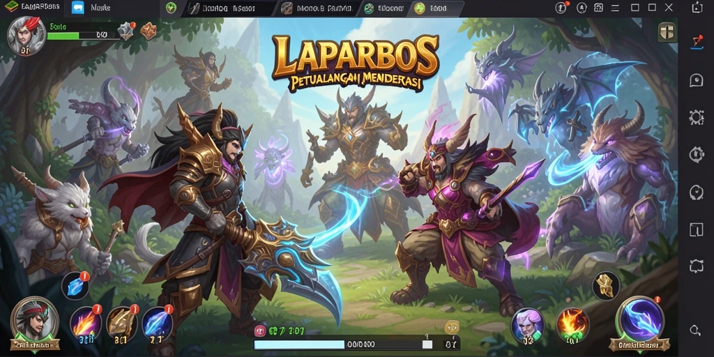 Screenshot LAPARBOS menunjukkan momen epik dalam peperangan RPG.