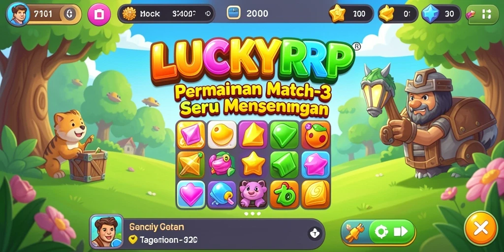Tangkapan layar LUCKYRP menampilkan aksi gameplay Match-3 yang seru.