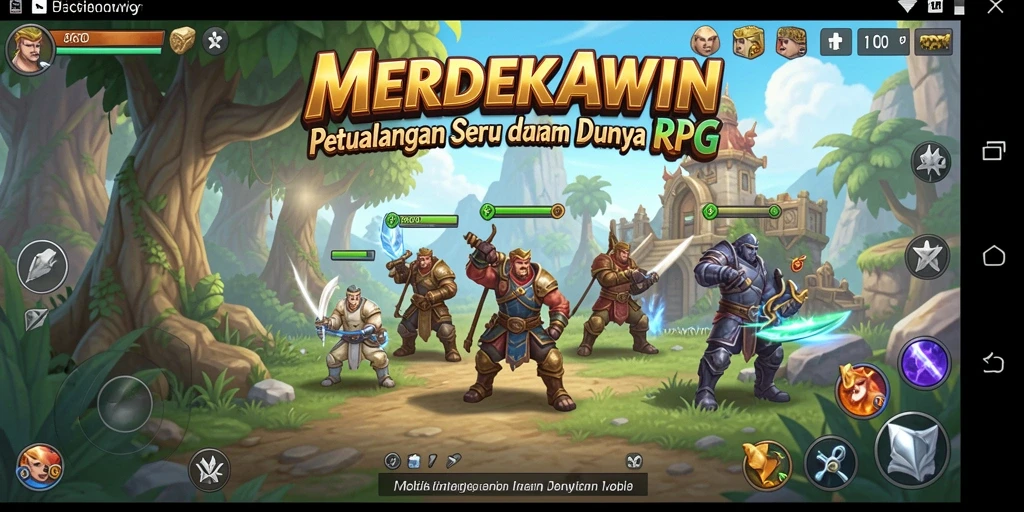 Tampilan gameplay seru dalam MERDEKAWIN menampilkan aksi petualangan RPG yang mendebarkan.