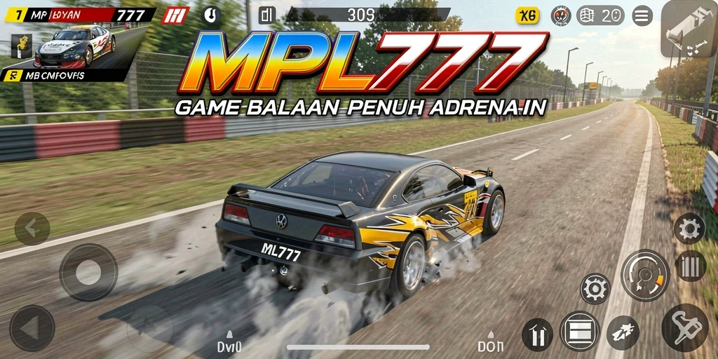 Screenshot gameplay MPL777 menampilkan balapan seru dengan mobil cepat.