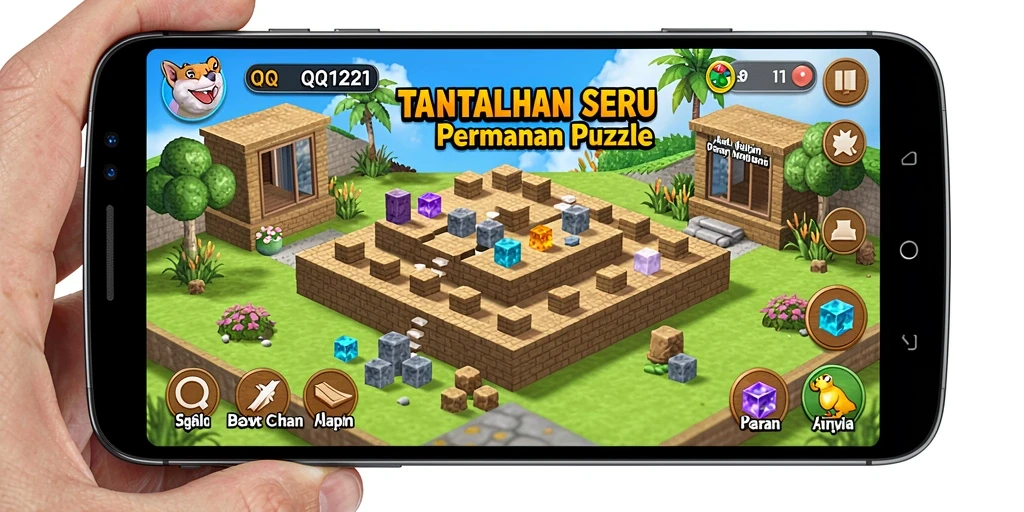 Screenshot gameplay QQ1221 dengan tampilan puzzle yang menarik.