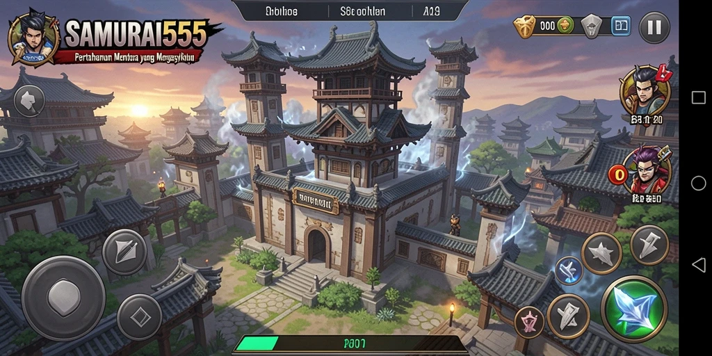 Tangkapan layar gameplay menakjubkan dari SAMURAI555 Tower Defense.
