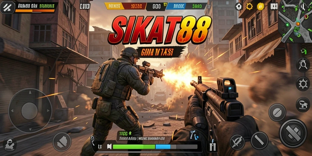 Tangkapan layar permainan SIKAT88 dengan aksi menegangkan di arena TPS.