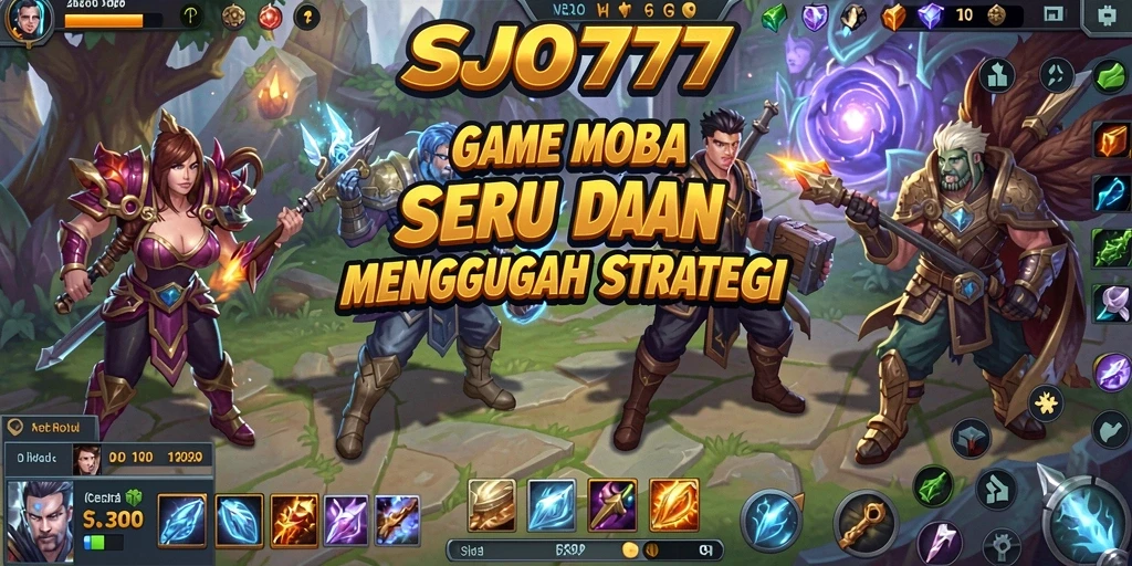 Tampilan dinamis dalam gameplay MOBA SJO777 dengan karakter beraksi.