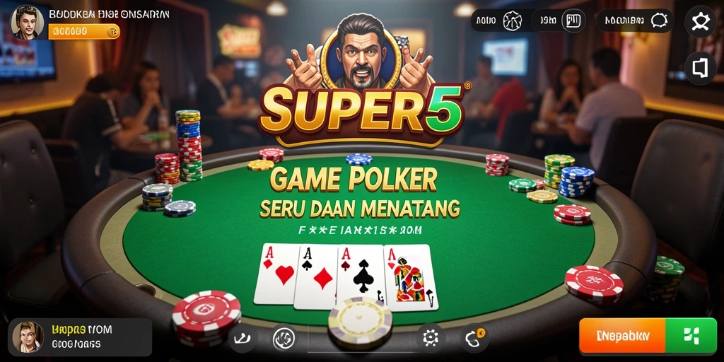 Tampilan menarik dari gameplay Poker di SUPER5 yang seru.