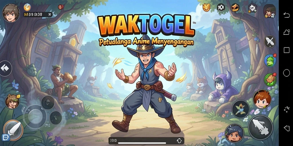 Tangkapan layar gameplay WAKTOGEL yang penuh aksi dan karakter anime.